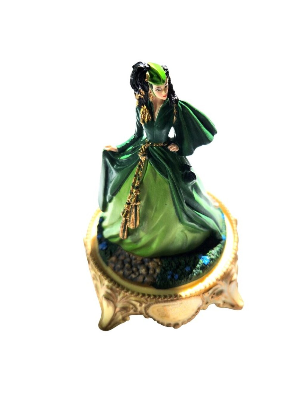 Figurine Dome Scarletts Deception Gone With The Wind vtg green curtain dress